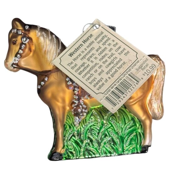 Western Horse Ornament Glass Handcrafted By Merck Familys Old World Christmas Wi - Picture 7 of 10